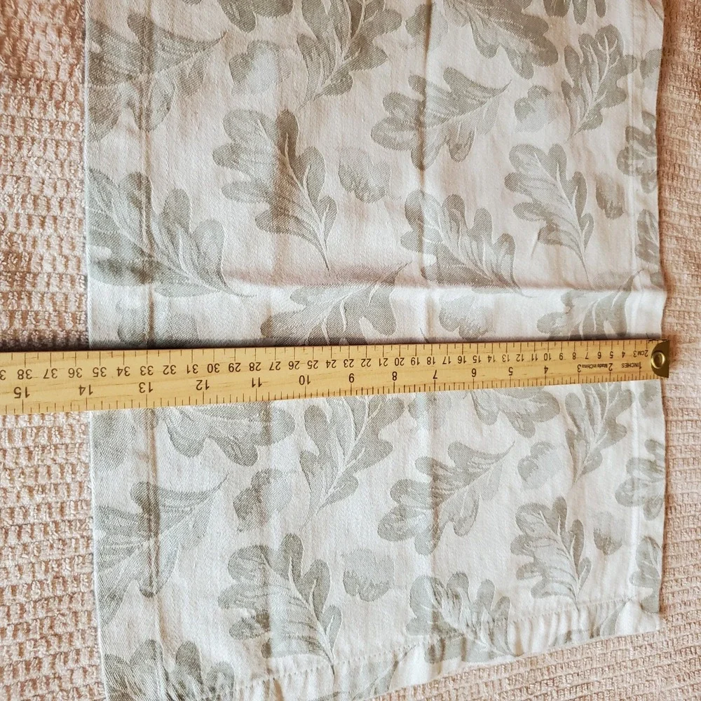 Pottery Barn Oak Leaf Cotton Cloth Napkins Set of 3 Sage Green Cream Jacquard